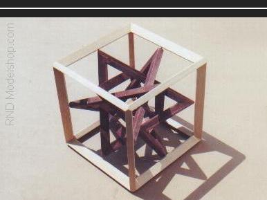 Cube with 4 equilateral triangles to show vertex to edge midpoint relationship 